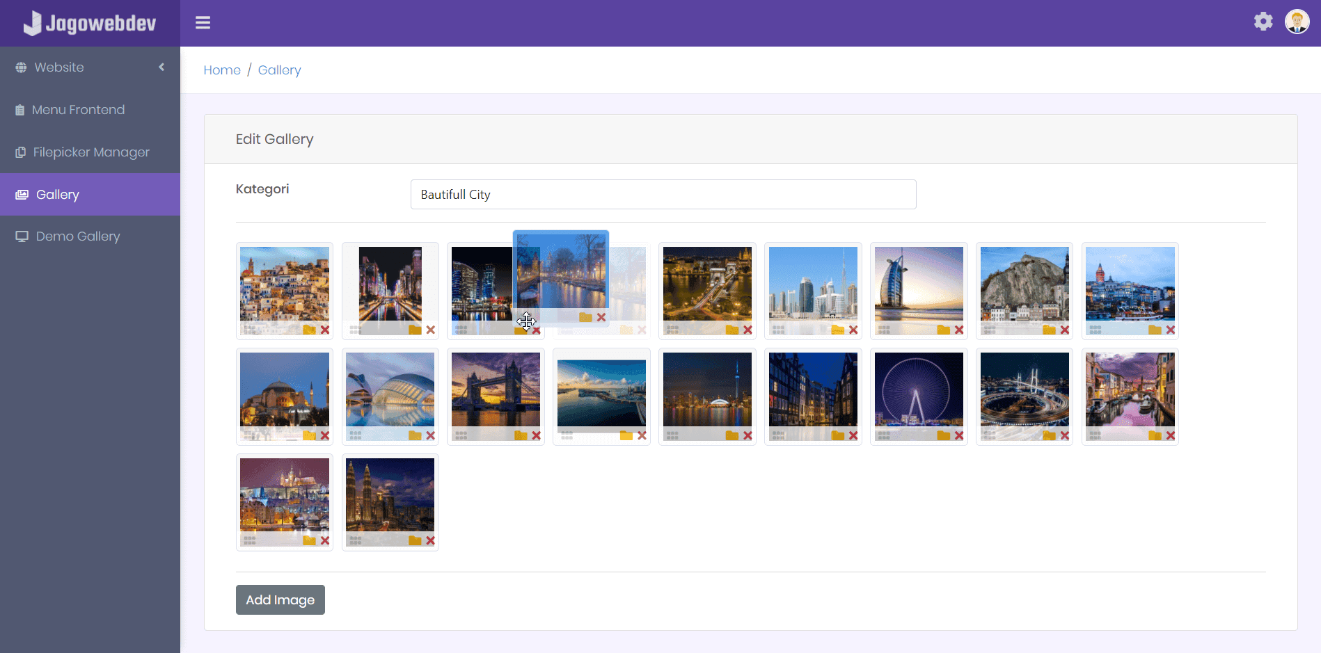 Pengaturan Urutan Gallery Dengan Drag and Drop